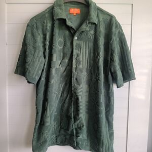 Y2K Green Casual Button Down Shirt With 3D Designs